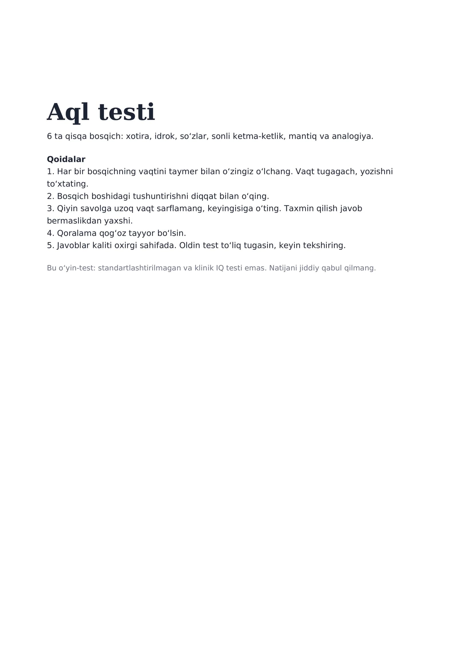 Aql testi