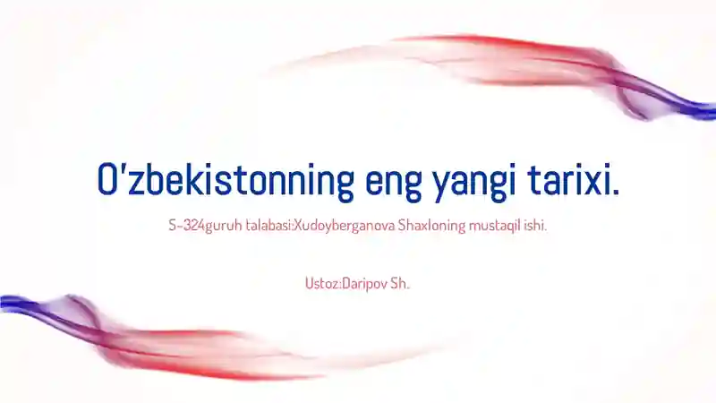 O'zbekistonning Eng Yangi Tarix fani
