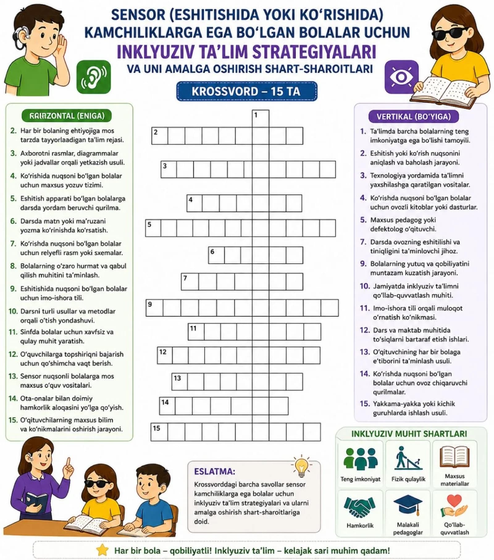 INKLYUZIV TA'LIM KROSVORD