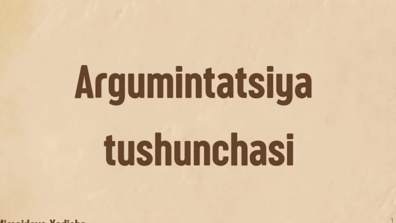 Argumintatsiya tushunchasi