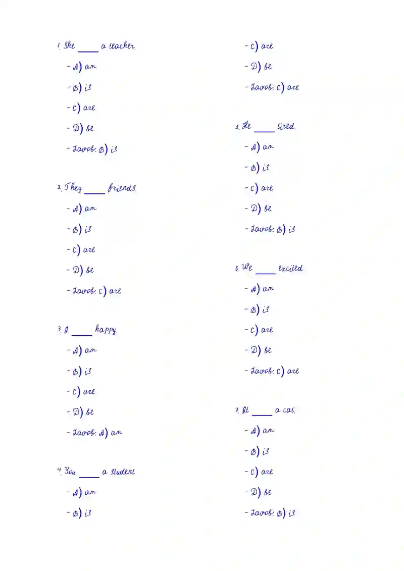 English Language Test Questions