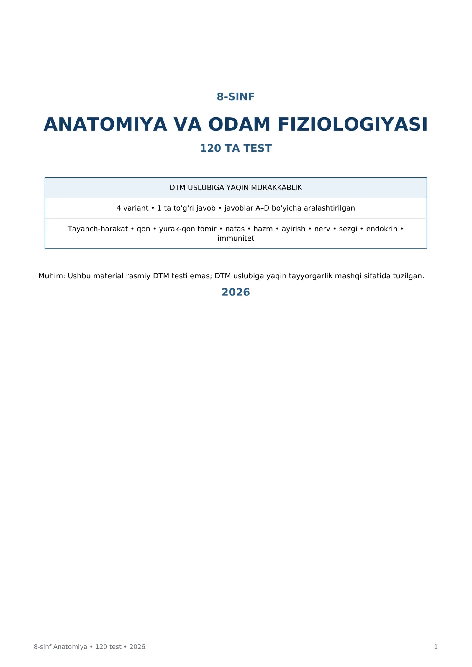 8-SINF ANATOMIYA VA ODAM FIZIOLOGIYASI