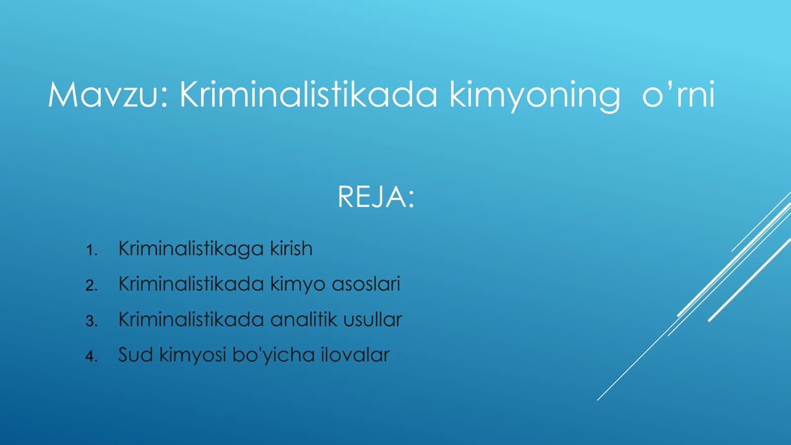 Kriminalistikada kimyoning o’rni