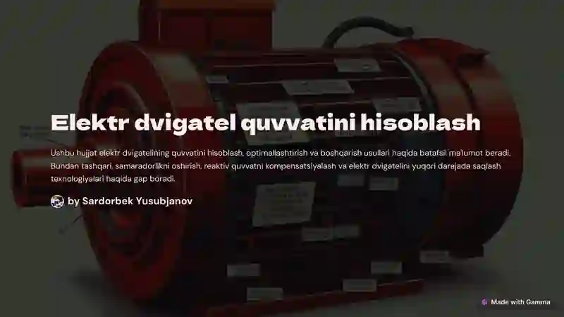 Elektr dvigatel quvvatini hisoblash
