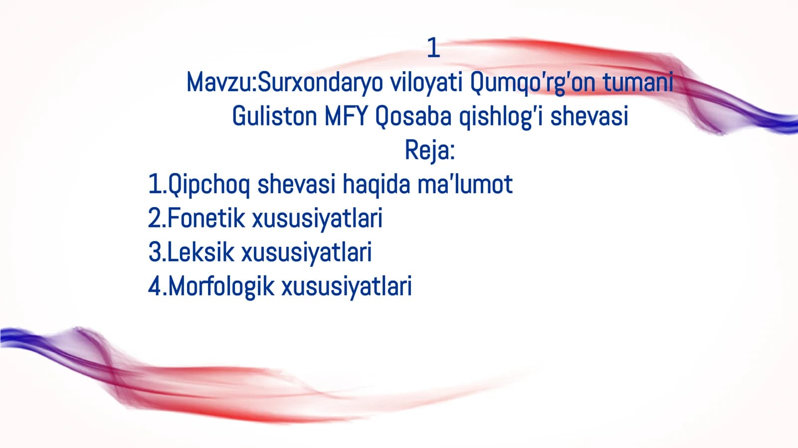 Surxondaryo viloyati Qumqo'rg'on tumani Guliston MFY Qosaba qishlog'i shevasi