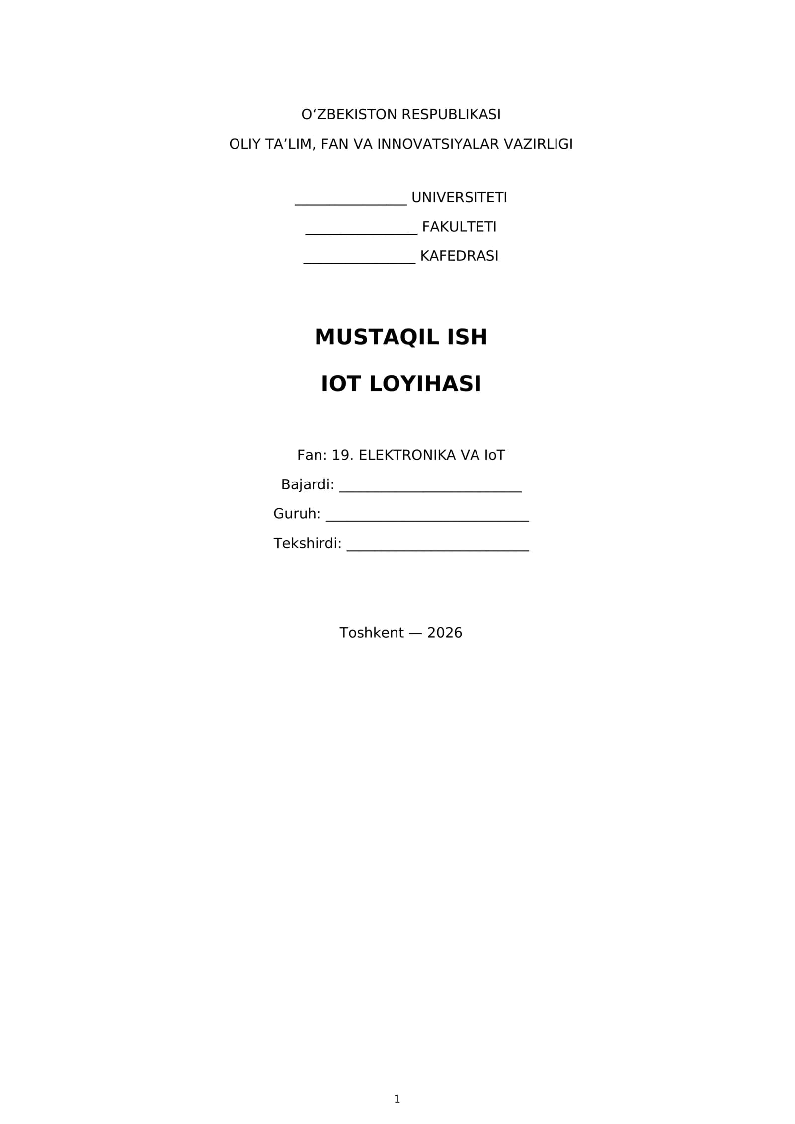 MUSTAQIL ISH IOT LOYIHASI