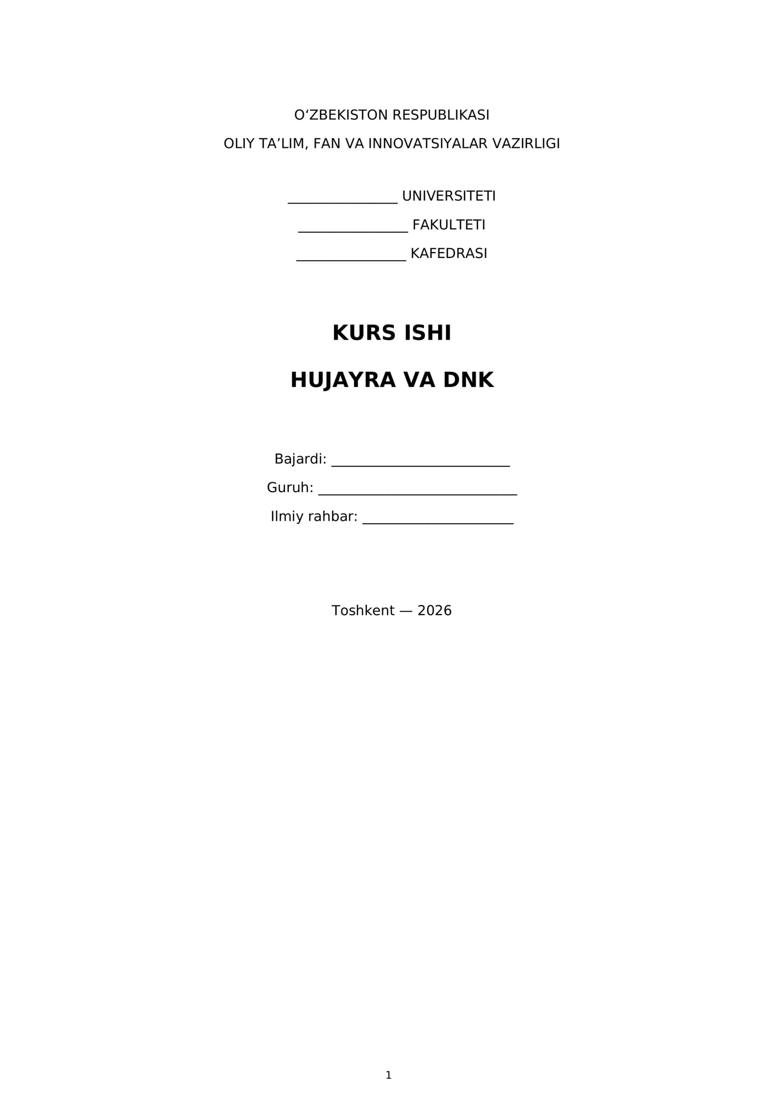 KURS ISHI HUJAYRA VA DNK