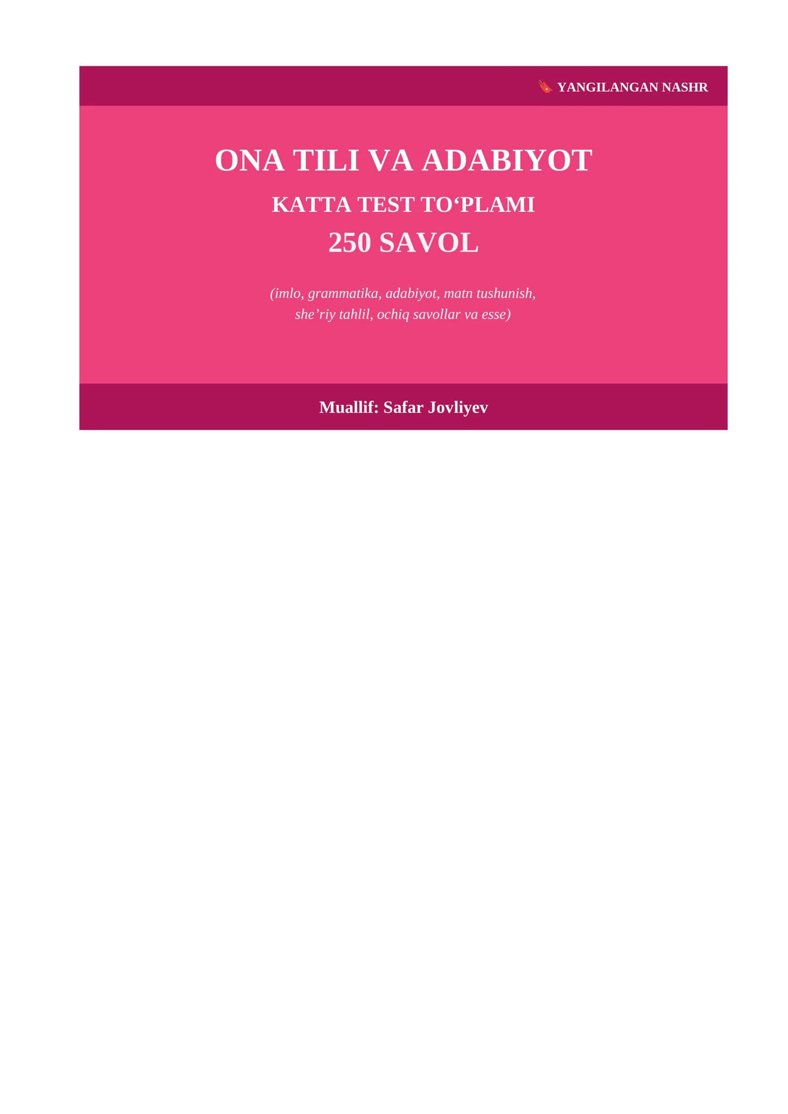 ONA TILI VA ADABIYOT KATTA TEST TO'PLAMI