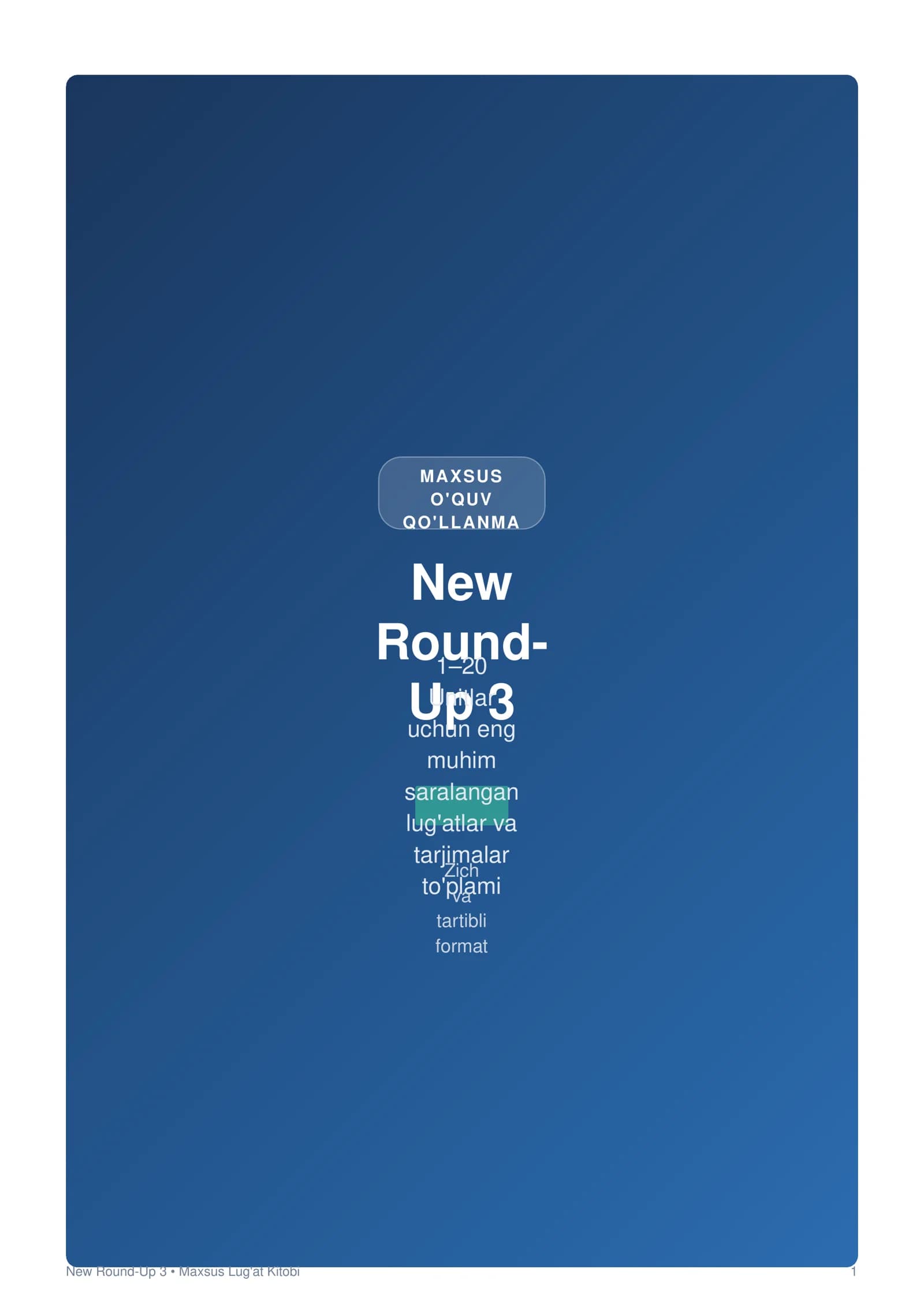 NEW ROUND UP 3  DICTIONARY UZBEK RUS TARJIMA O'QILISHI BOR