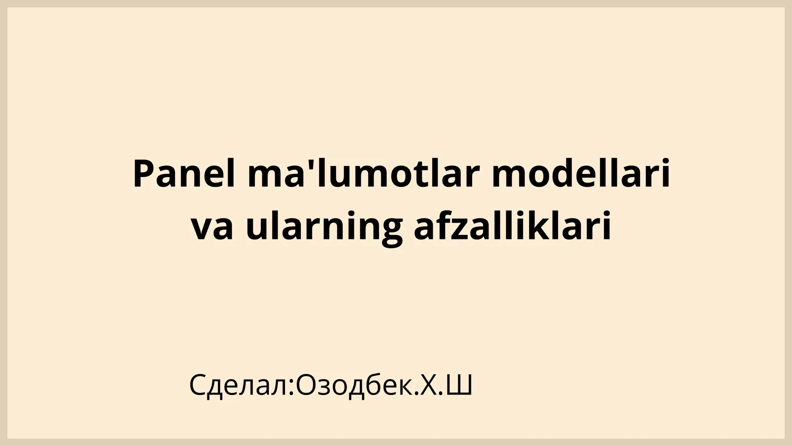 Panel ma'lumotlar modellari