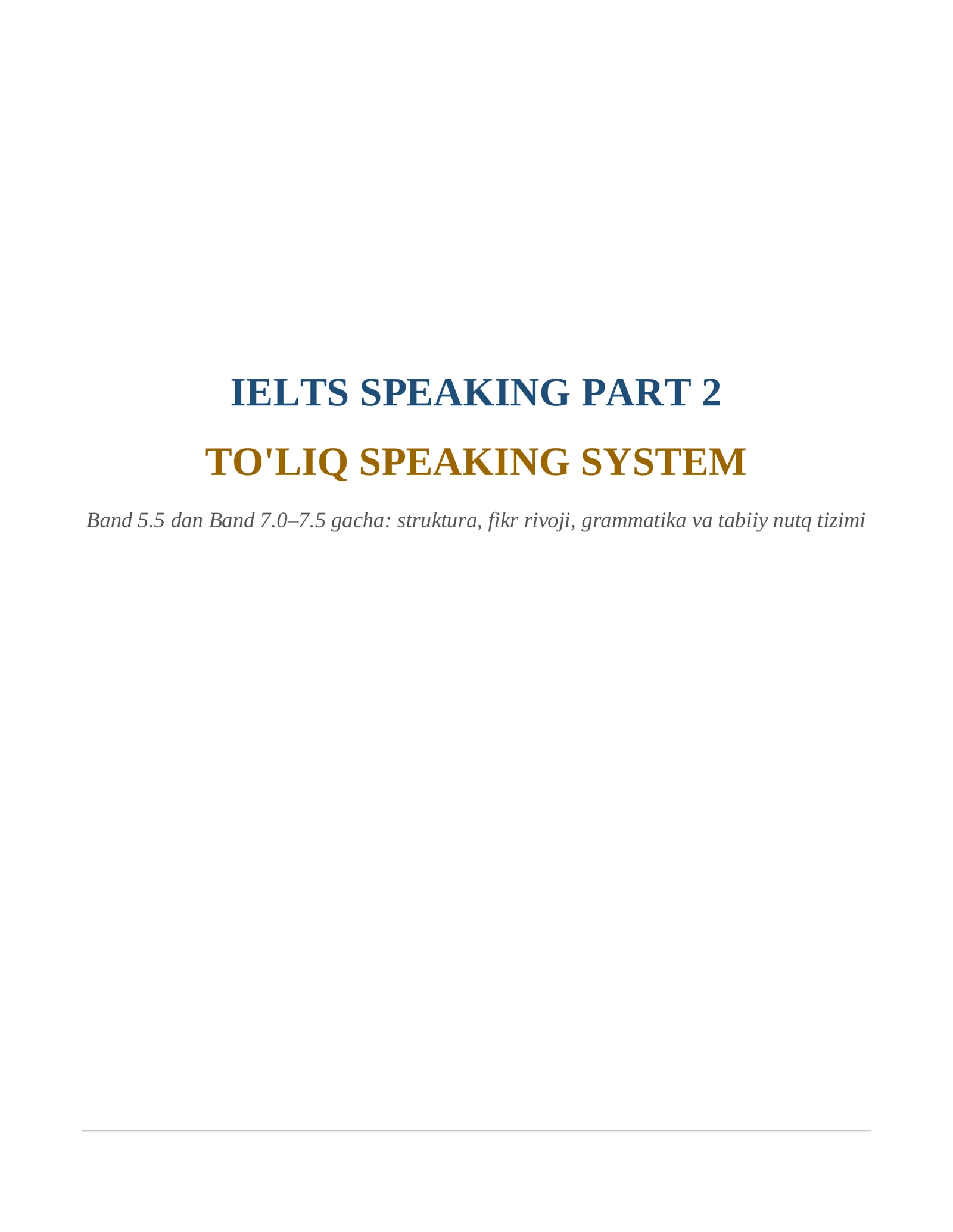 TO'LIQ SPEAKING SYSTEM