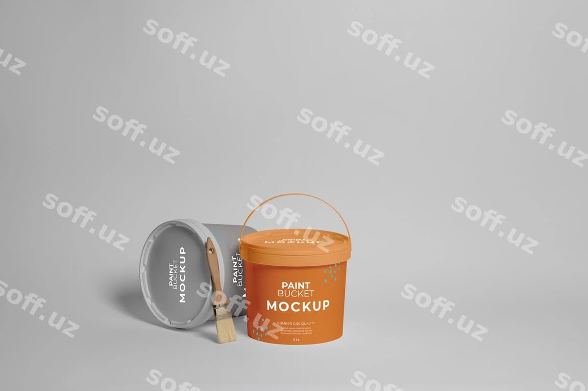 Bojiq saqlangan dizayni mockup | Paint bucket mockup design
