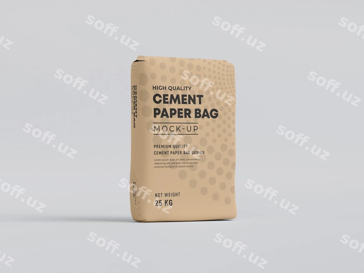 Qog'oz tsement sumkasi maketi | Paper cement bag mockup