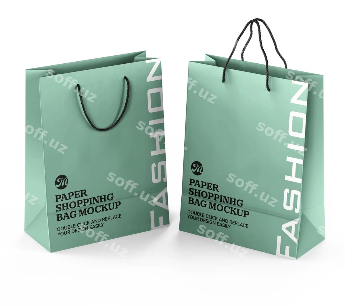 Qog'oz xarid qilish sumkasi maketi brendi | Paper shopping bag mockup branding