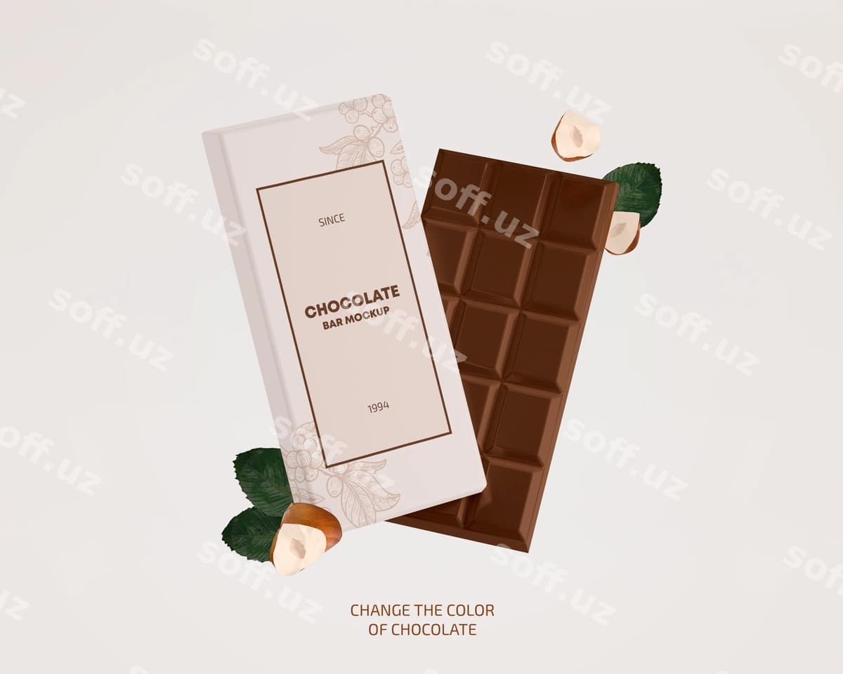 Qog'oz o'rash shokolad bar maketi | Paper wrapping chocolate bar mockup
