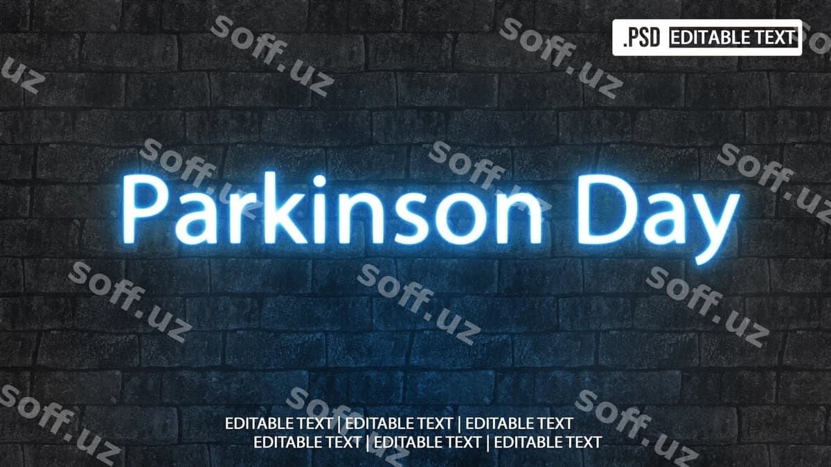 Parkinson kuni matn uslubi effekti | Parkinson day text style effect