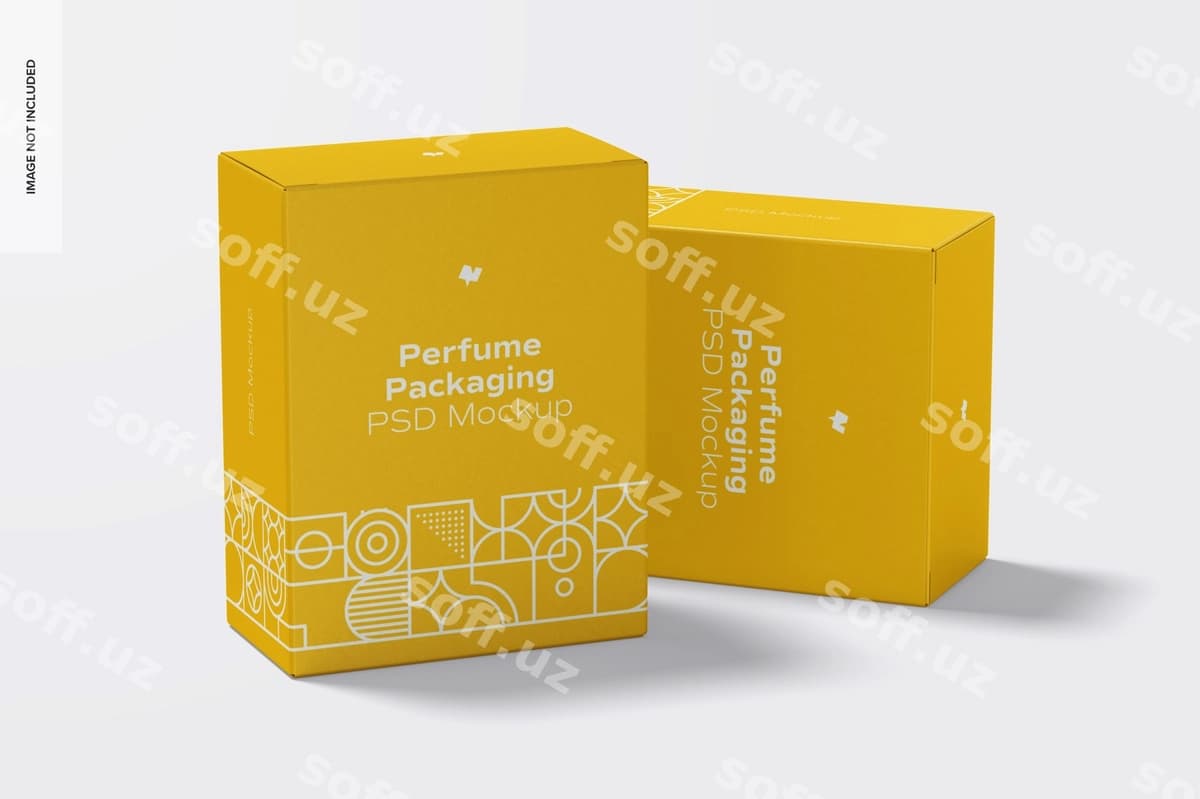 Parfyum qadoqlash namunasi old ko'rinish | Perfume packaging mockup front view