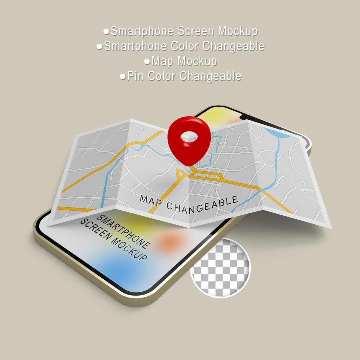 3D realistik smartfon ekrani maketi xaritasi maketini joylashuvi bilan ko‘rsatadi | 3d render realistic smartphone screen mockup map mockup with location