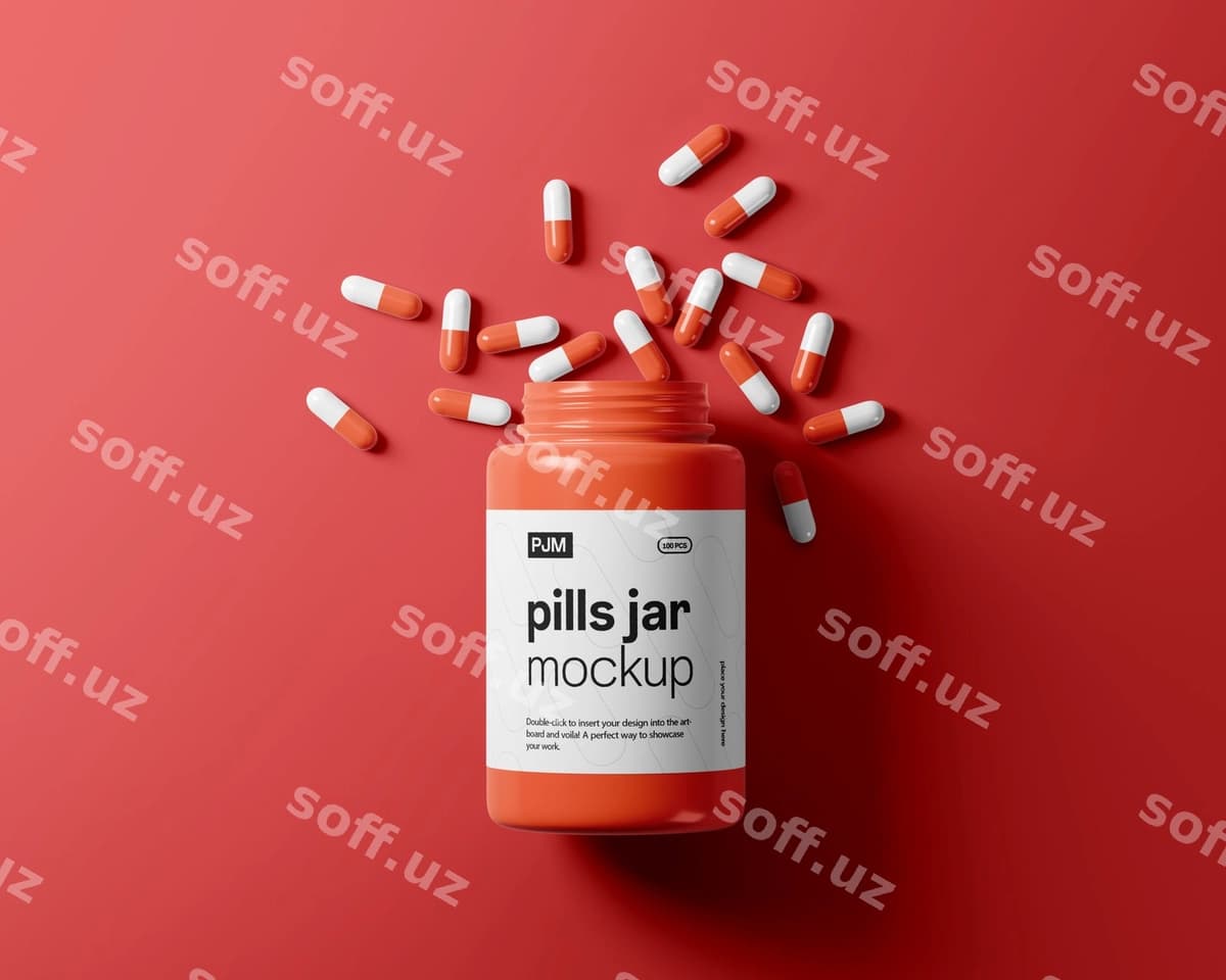 Dori vositalari bankasining maketi | Pills jar mockup