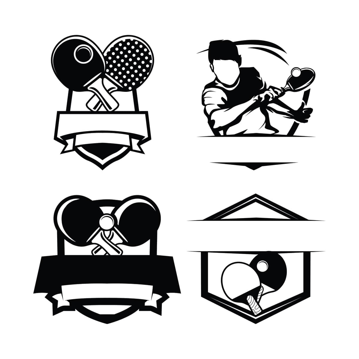 Stol tennisi logotipi shablonini pingpong logotipi vektor illyustratsiyasi bilan o'rnating | Set table tennis logo template pingpong logo vector illustration