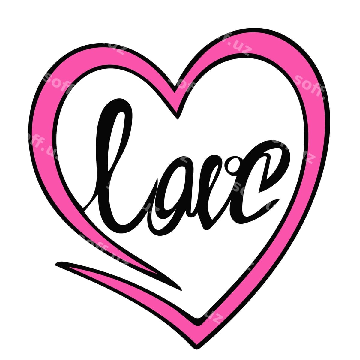 Pudra qalb ikonka qo'l yozma muhabbat bilan | Pink heart icon with hand lettering love