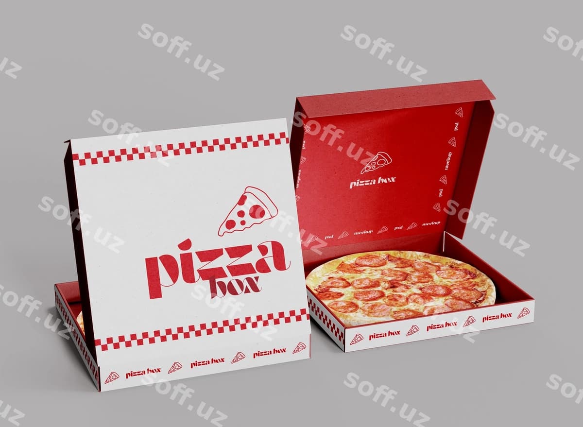 Pizza quticha namunasi | Pizza box mockup
