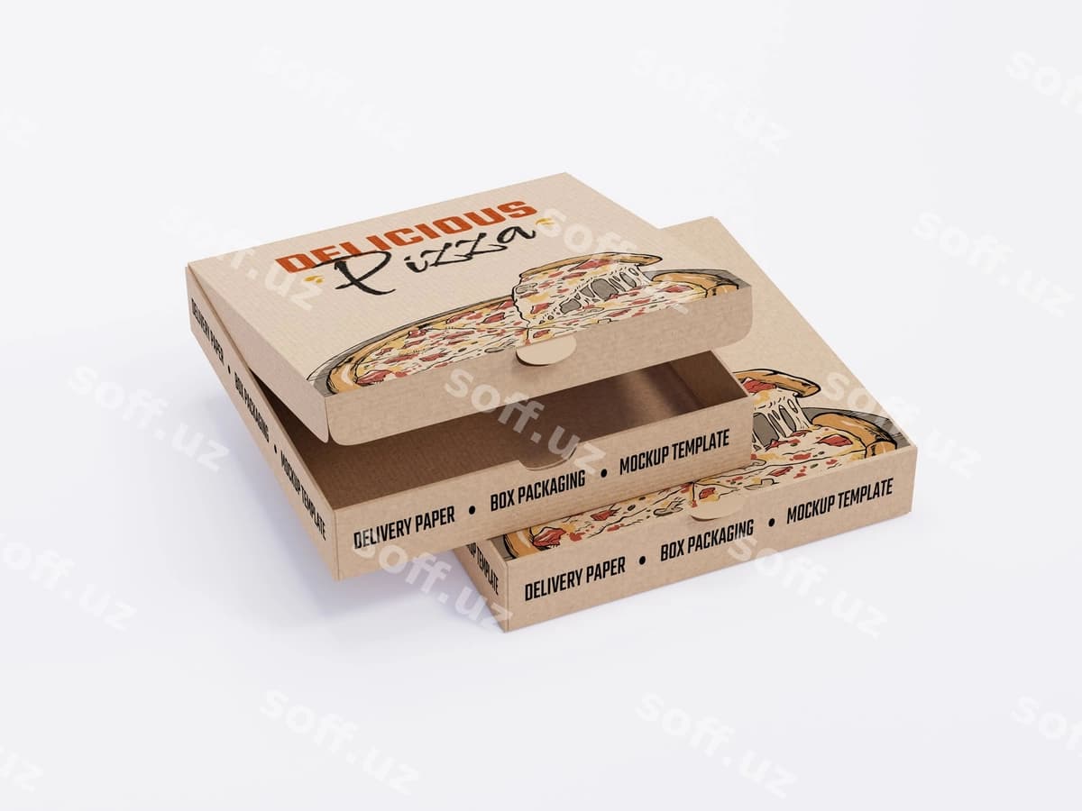 Pitsa qutisi uchun daftar namunasi | Pizza box packaging paper mockup