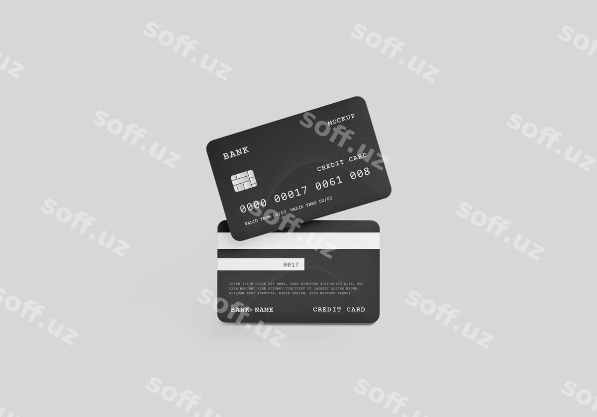 Plastik kredit va debit karta namunasi | Plastic credit debit card mockup