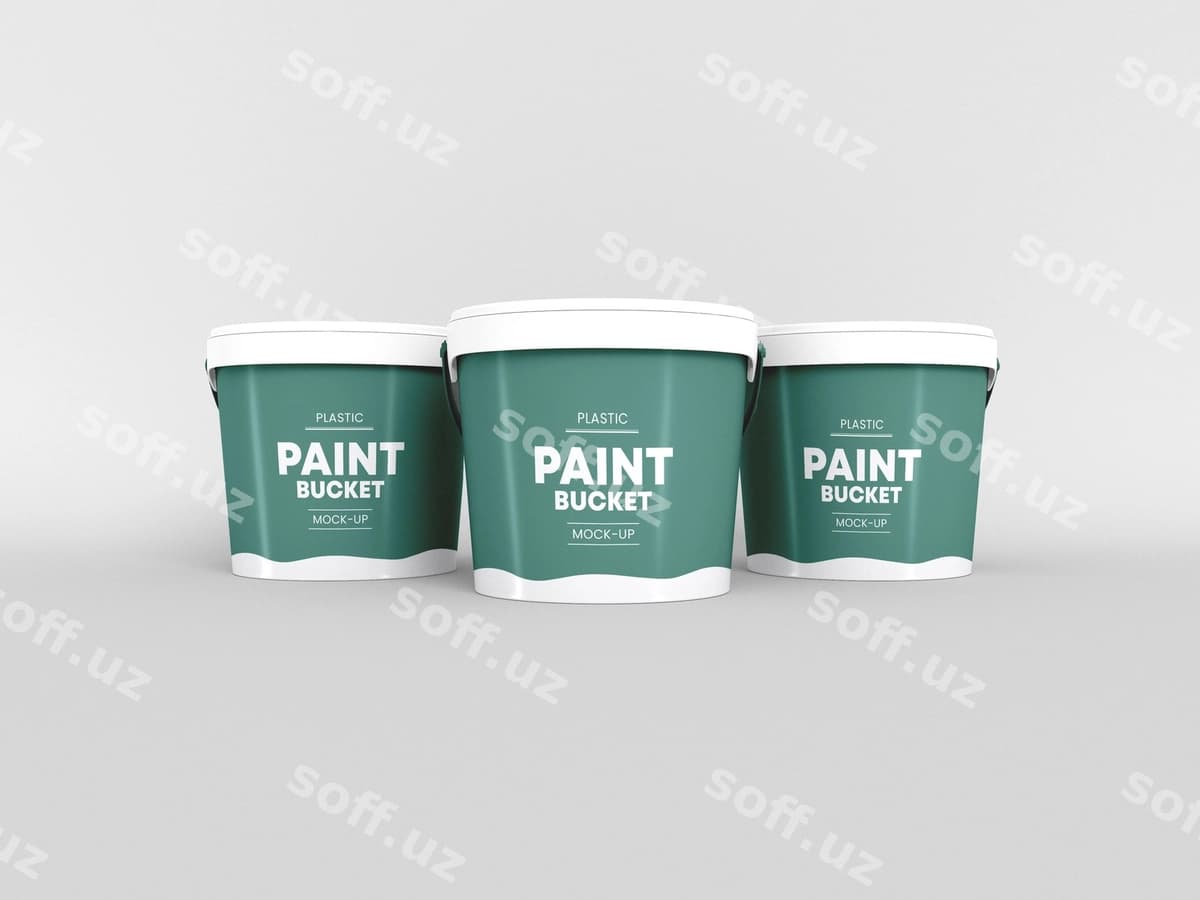 Plastik bo'yoq chelak maketi | Plastic paint bucket mockup