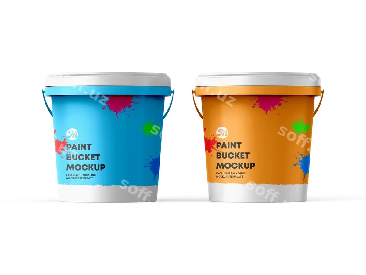 Plastik bo'yoq chelak maketi | Plastic paint bucket mockup