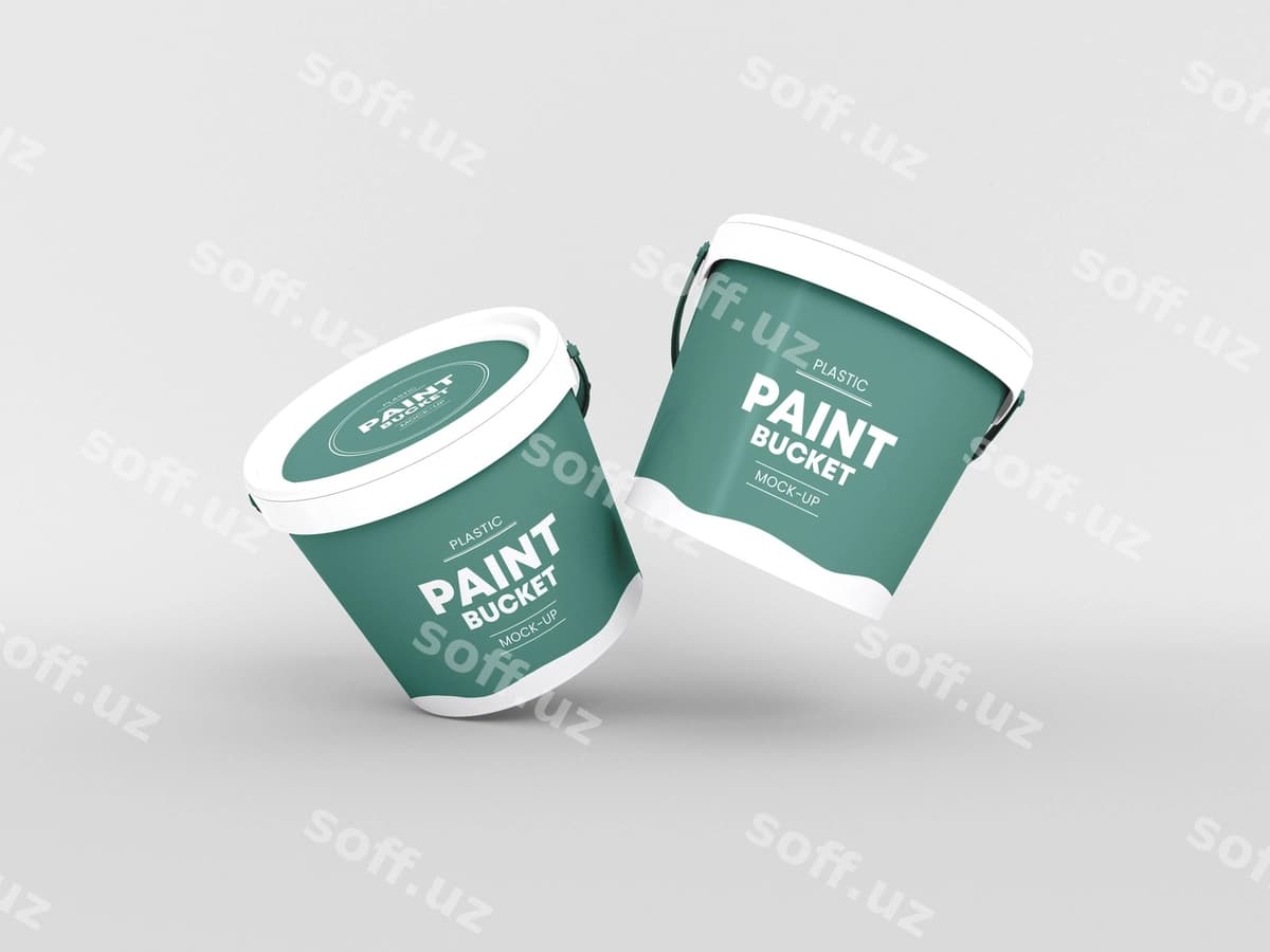 Plastik bo'yoq chelak maketi | Plastic paint bucket mockup