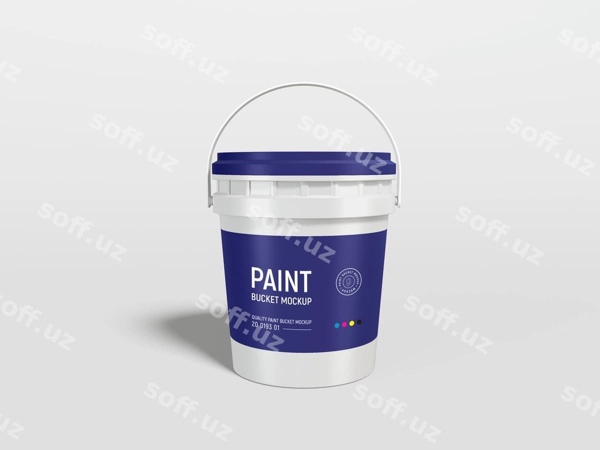 Plastik bo'yoq chelak qadoqlash maketi | Plastic paint bucket packaging mockup