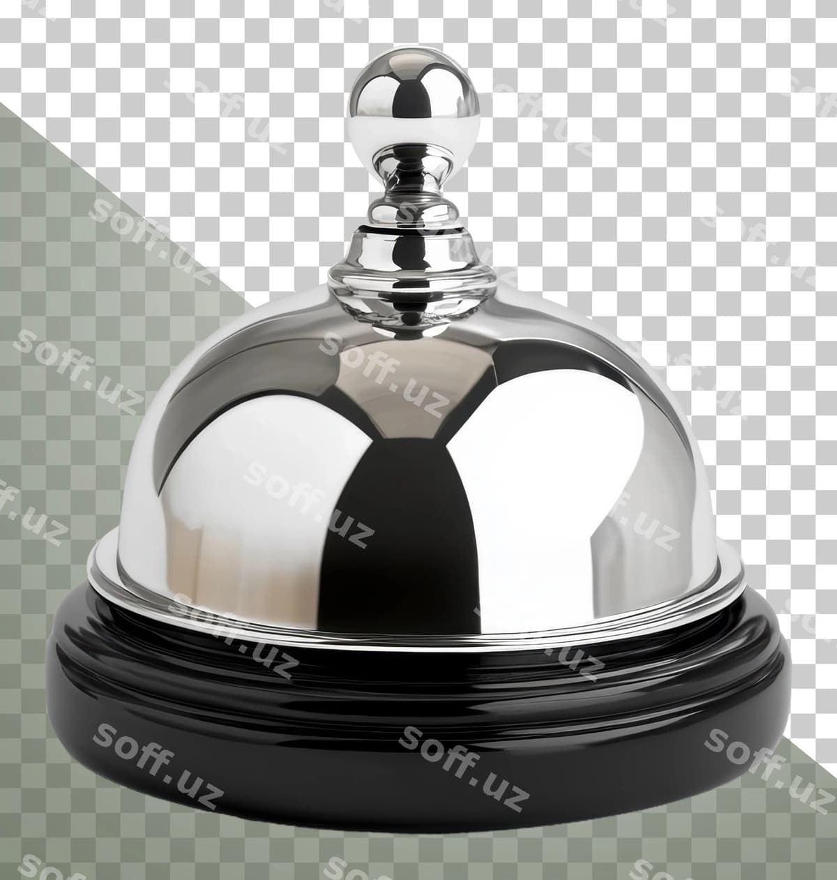 PNG kumush qo'ng'iroq qora yog'och asos | Png silver bell black wood base
