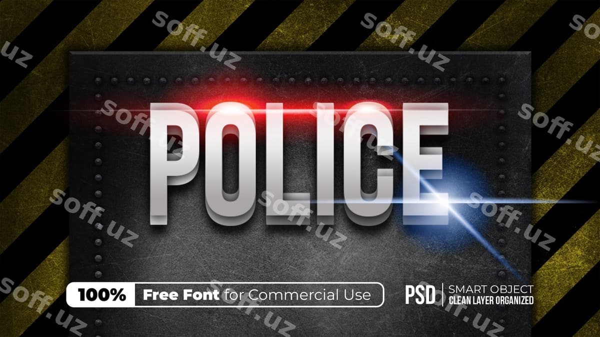 Politsiya nishoni 3D matn effekti | Police badge 3d text effect