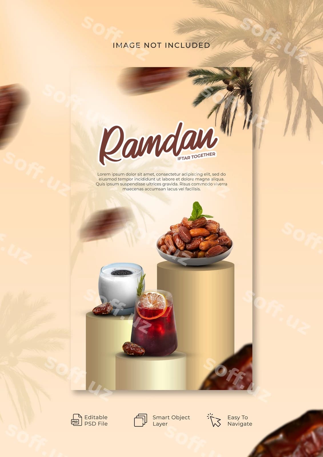Ramazon posteri bodom bilan | Poster ramadan with dates dates