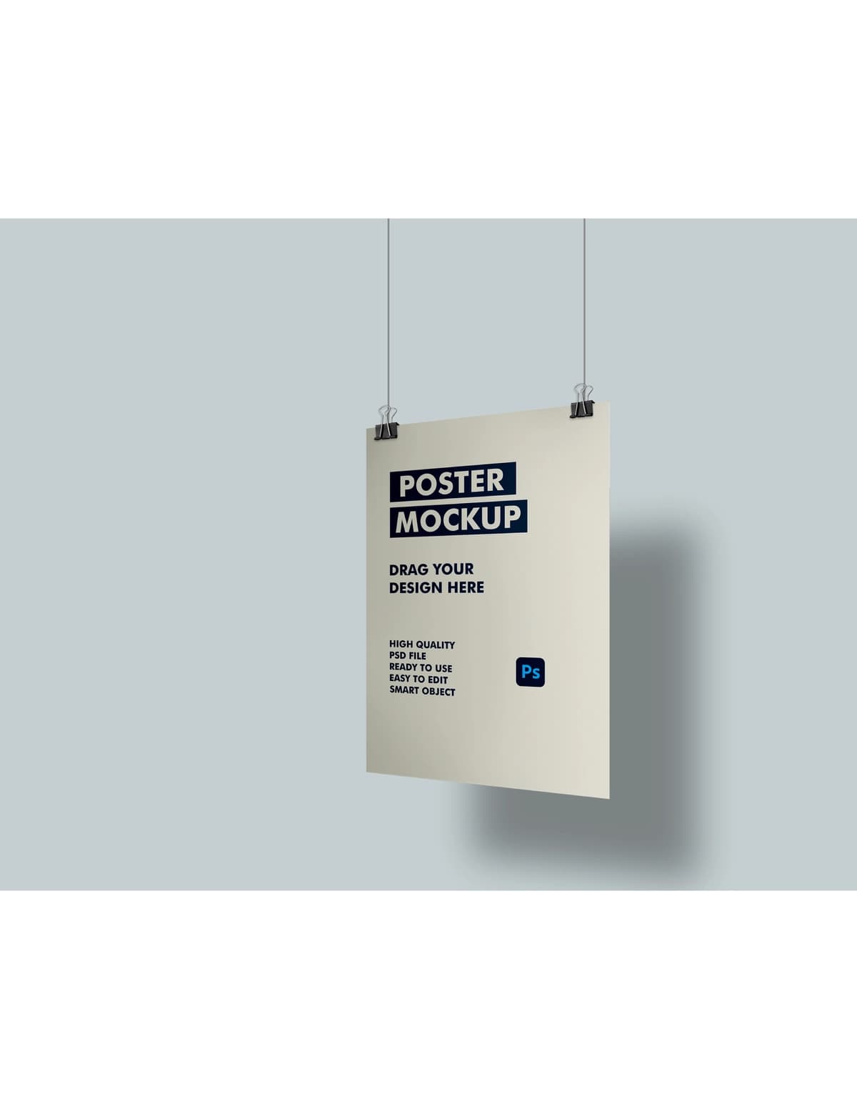Ipga osilgan plakat maketi | Poster mockup hanging from string