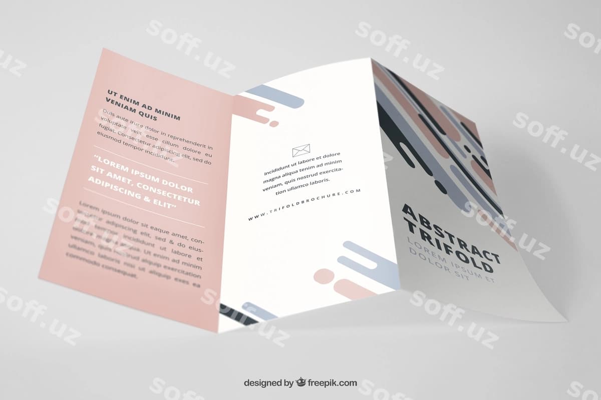 Professional uch qavatli broshyura maketi | Professional trifold brochure mockup