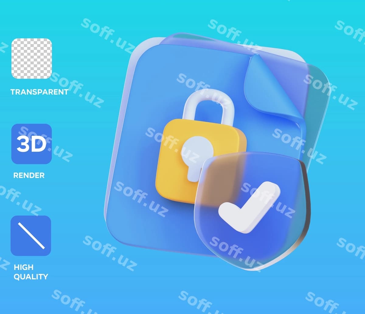 Himoya qilingan fayl 3d obyekt illustratsiyasi | Protected file 3d object illustration