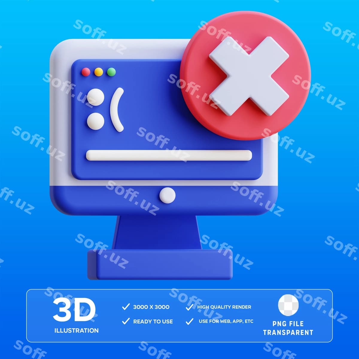 Psd ko'k ekran 3D illustratsiya | Psd blue screen 3d illustration