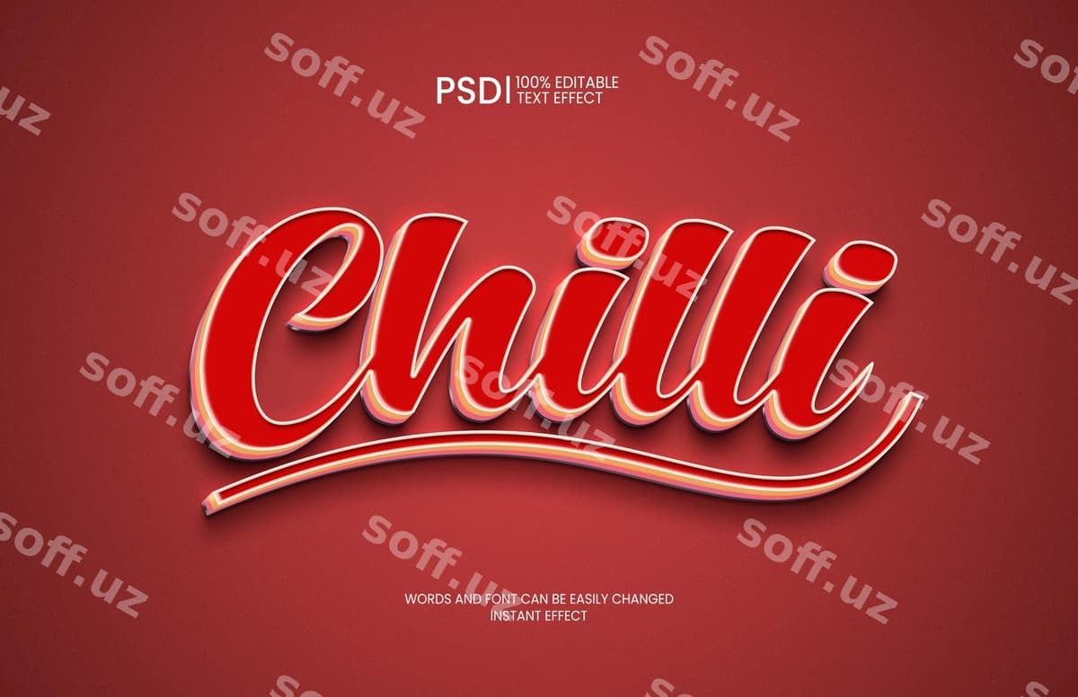 Psd tahrir qilish 3 o'lchovli matn effekti | Psd editable 3d text effect