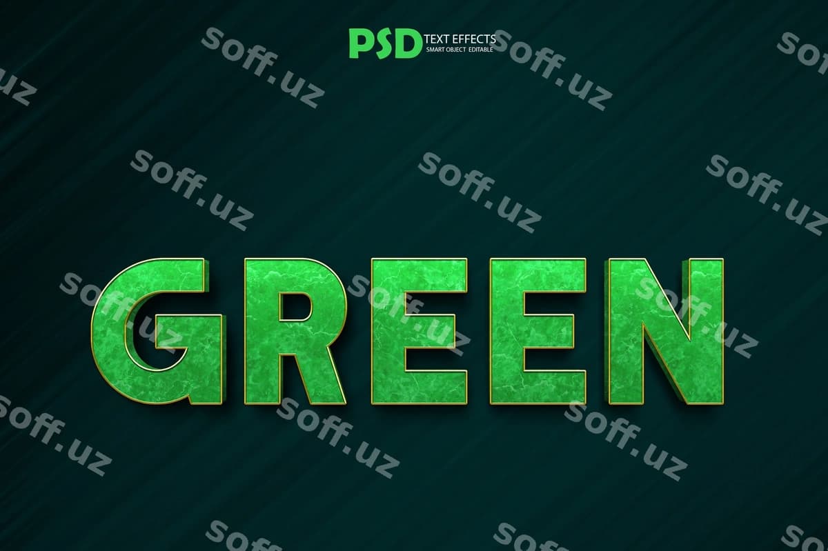 Psd yashil matn uslubi effekti | Psd green text style effect