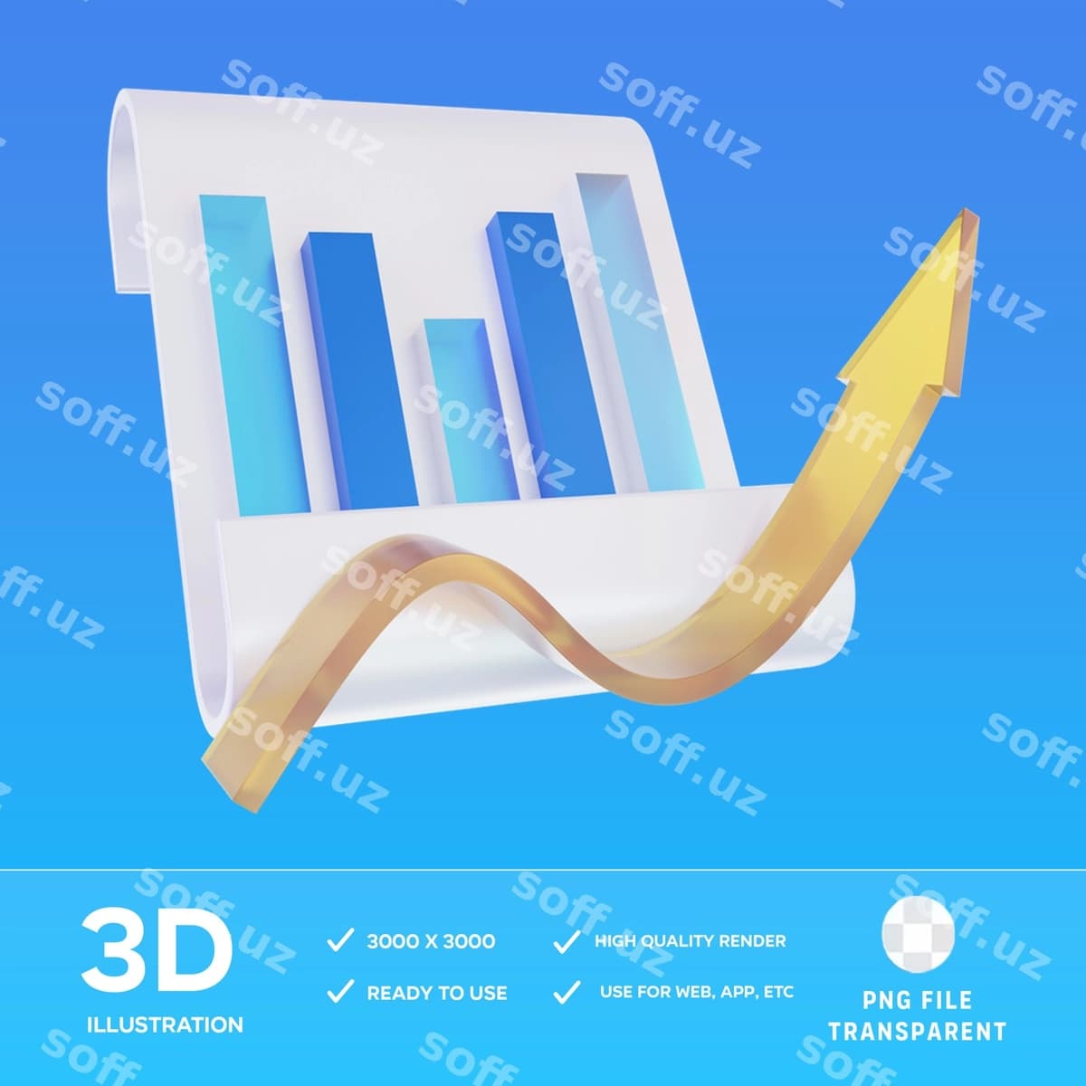 Psd o'sish hisoboti 3d illustratsiya | Psd growth report 3d illustration