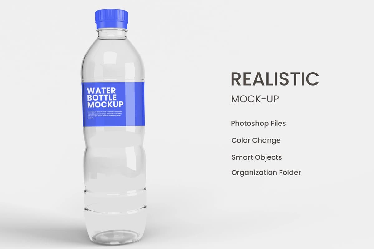 Izolyatsiya qilingan suv shishasining maketi dizayni | Water bottle mockup design isolated