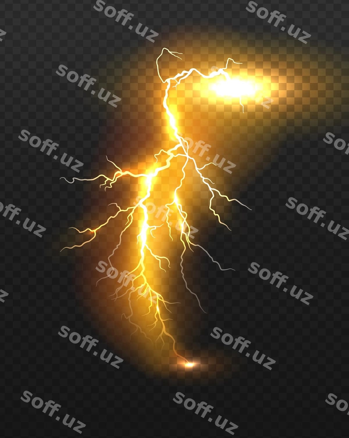 Haqiqiy vektor to'q sariq chaqmoq | Realistic vector orange lightning