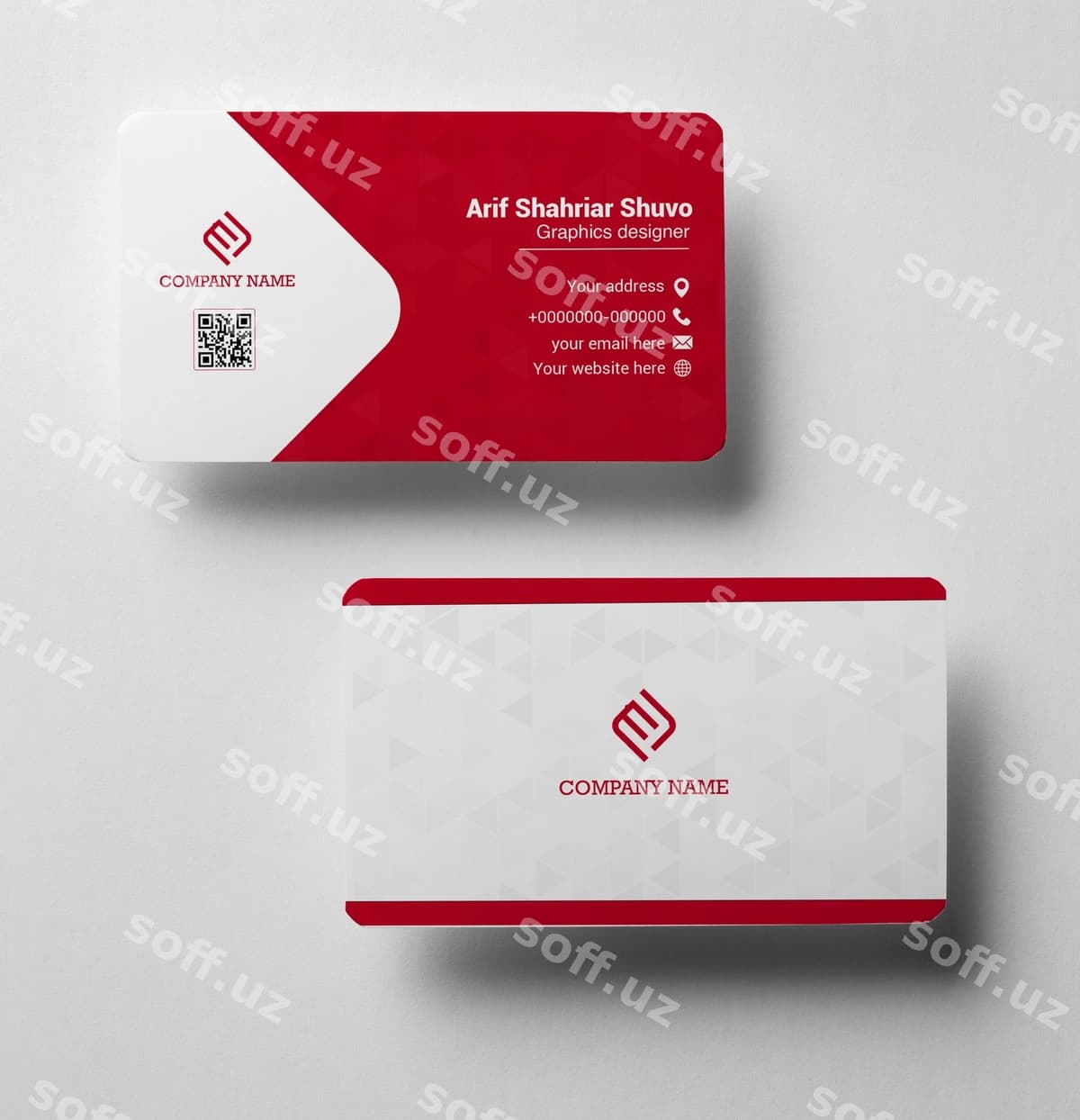 Qizil zamonaviy vizitka shabloni | Red modern business card template