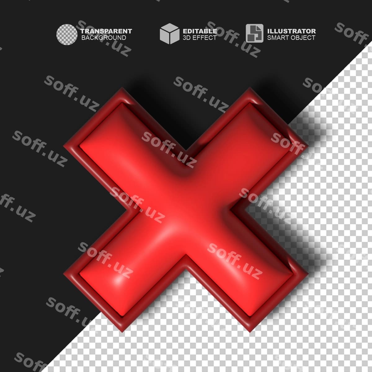 Qizil x belgisi qora fonda | Red x sign is black background