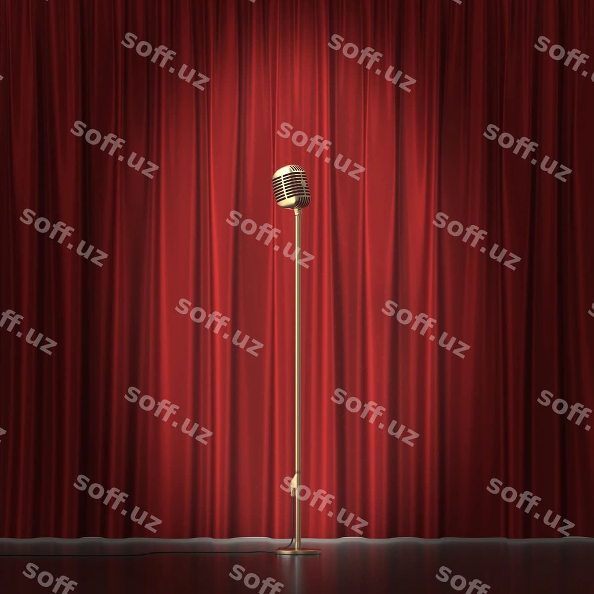 Retro oltin mikrofon qizil mato | Retro gold microphone red cloth