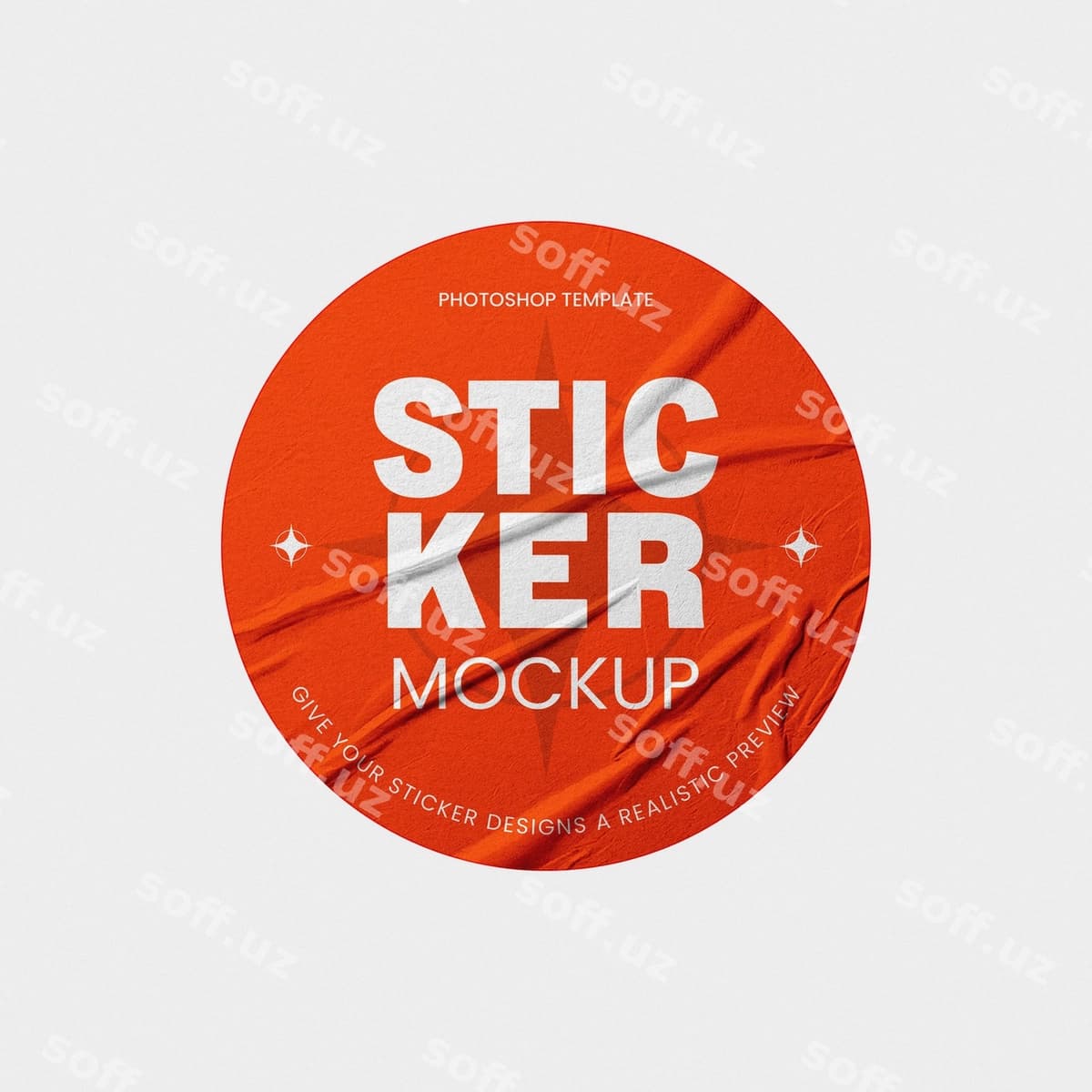 Yumaloq stiker mokapi PSD | Round sticker mockup psd