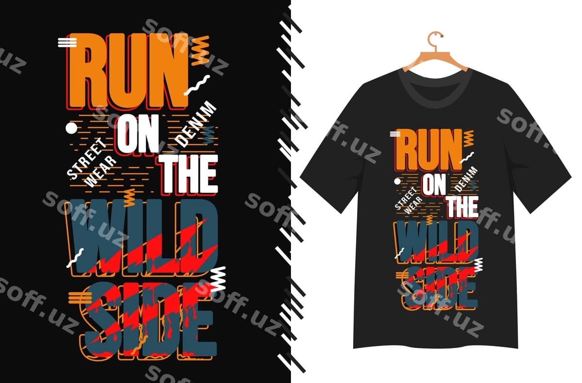 Run wild side tipografiyasi | Run wild side typography