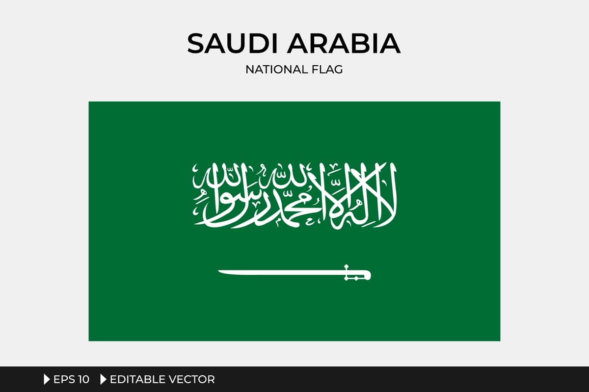 Saudiya Arabistoni milliy bayrog'i tahrirlanadigan vektor tasvirixaxaeps 10 | Saudi arabia national flag editable vector illustrationxaxaeps 10
